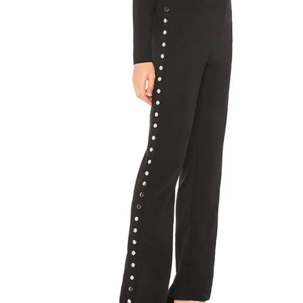 REVOLVE Black Wide-Leg Pants with Metallic Details - Picture 2 of 6